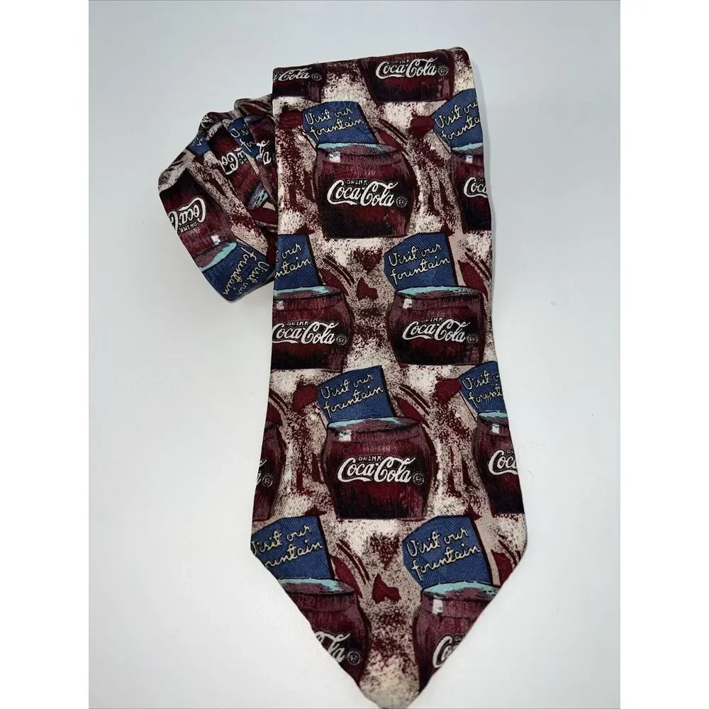 Men's‎ Coca-Cola Visit Our Fountain Ad Men's Neck Tie 100% Silk